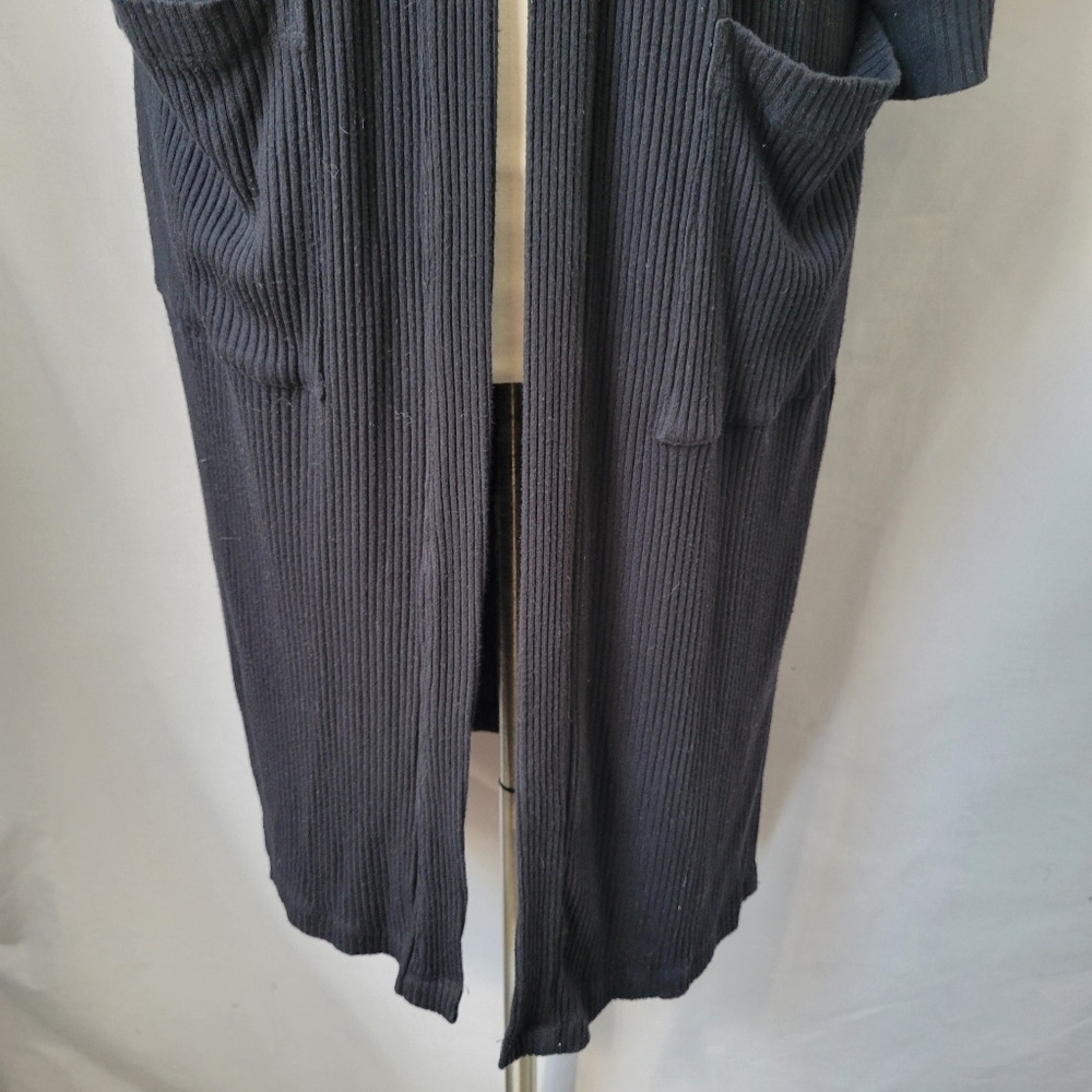 Whimsy + Row Frances Ribbed Modal Robe Duster Cardigan‎ Black M - Picture 9 of 16